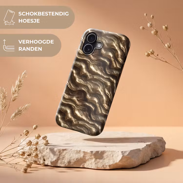 Reliëf - Golven - Abstract - Bronsgoud Toughcase MagSafe Apple iPhone 17 klein 1017 -USP_RandenV_NL