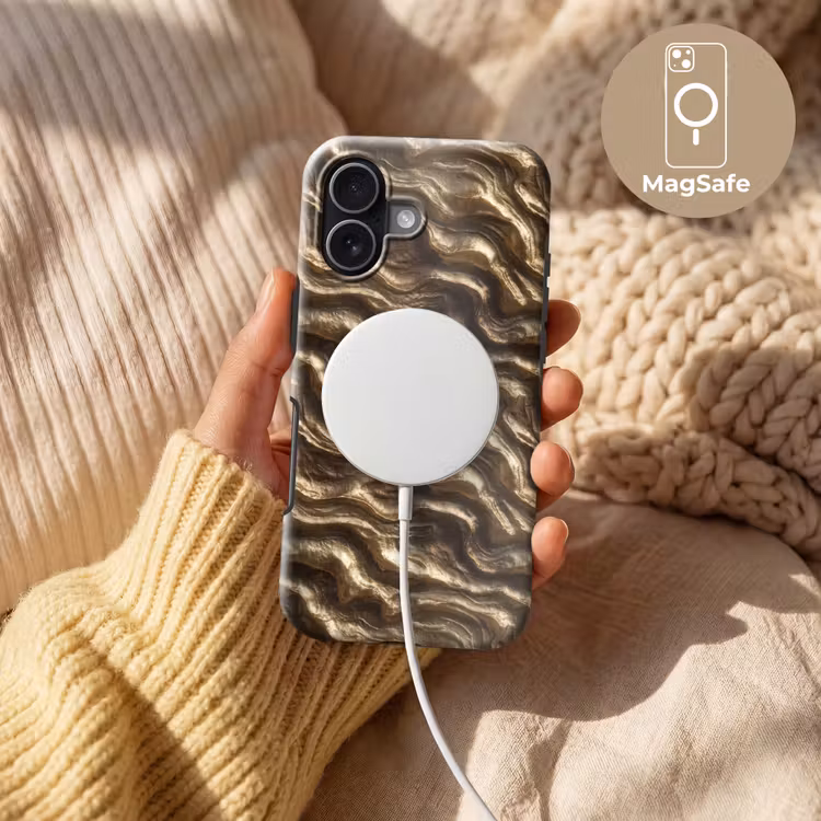 Reliëf - Golven - Abstract - Bronsgoud Toughcase MagSafe Apple iPhone 17 klein 1017 -USP_MagsafeV