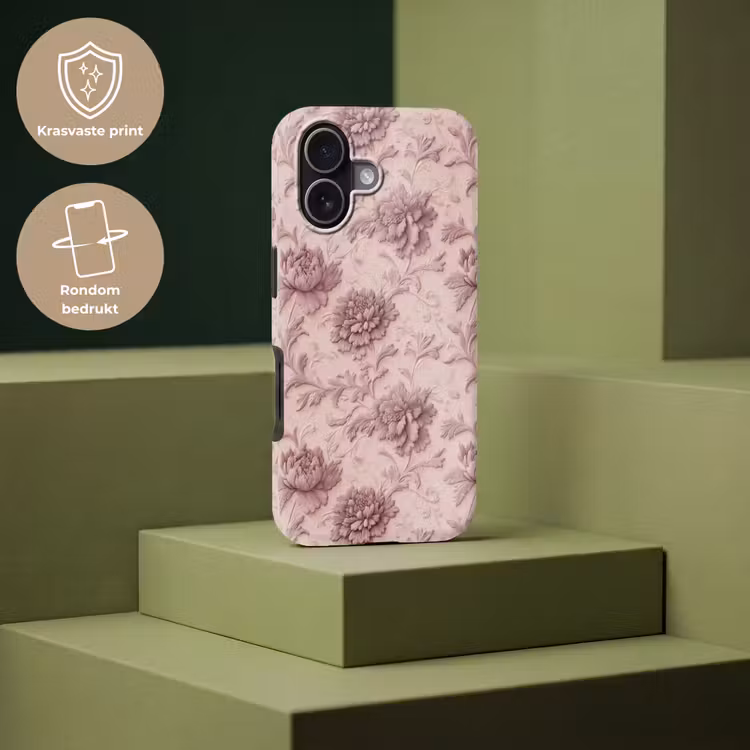 Reliëf - Pioenrozen - Roze Toughcase MagSafe Apple iPhone 17 klein 1017 -USP_PrintM_NL