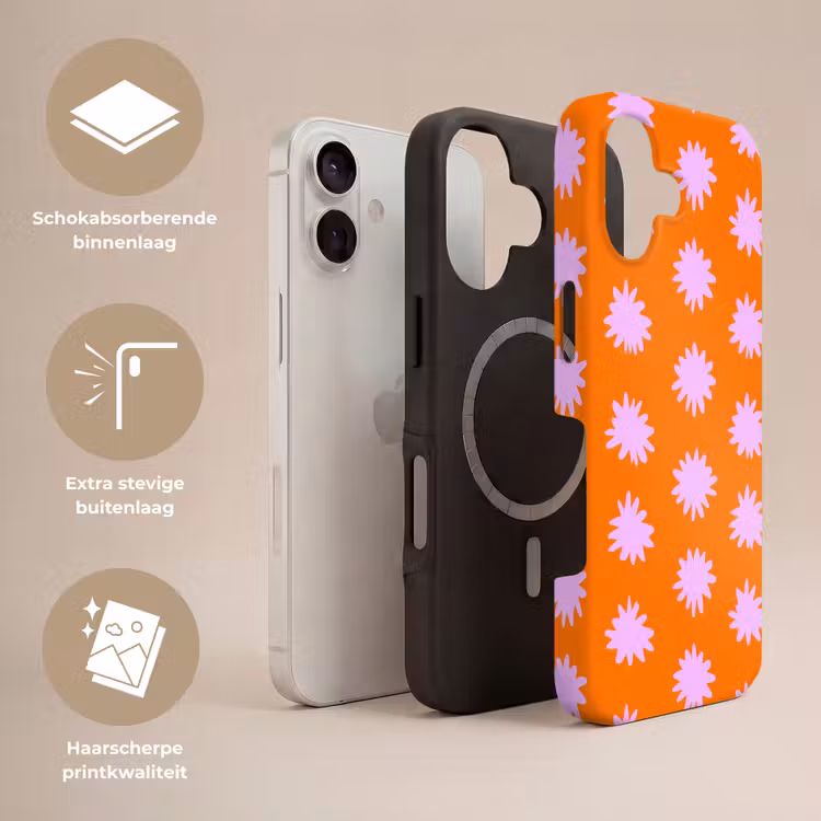 Retro - Bloemen - Oranje Toughcase MagSafe Apple iPhone 17 klein 1017 -USP_Lagen_NL
