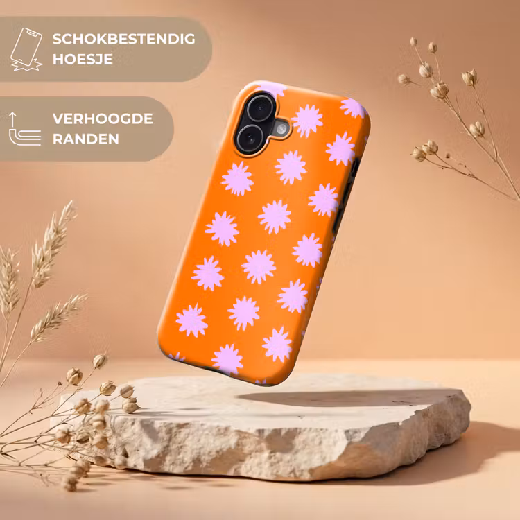 Retro - Bloemen - Oranje Toughcase MagSafe Apple iPhone 17 klein 1017 -USP_RandenV_NL