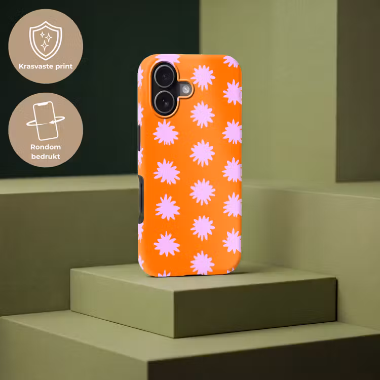 Retro - Bloemen - Oranje Toughcase MagSafe Apple iPhone 17 klein 1017 -USP_PrintM_NL