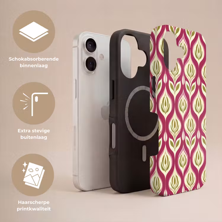 Retro - Floraal - Paars Toughcase MagSafe Apple iPhone 17 klein 1017 -USP_Lagen_NL
