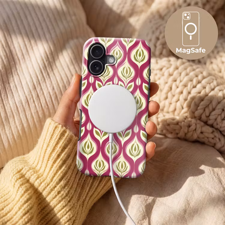 Retro - Floraal - Paars Toughcase MagSafe Apple iPhone 17 klein 1017 -USP_MagsafeV