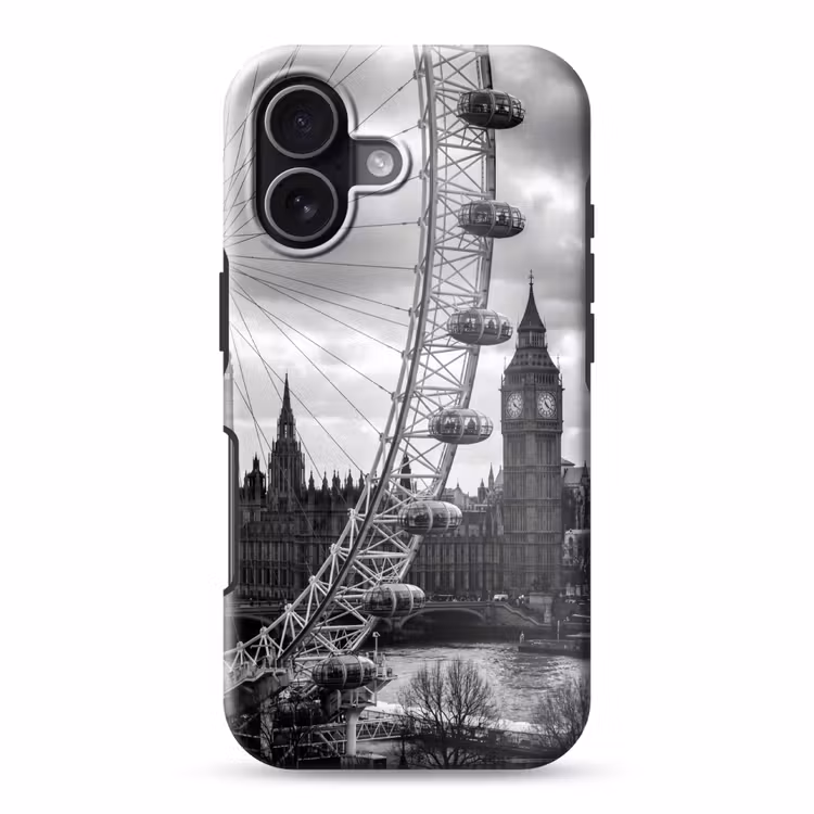 Reuzenrad - Klokkentoren - Architectuur - Zwart-wit - Stad Toughcase MagSafe Apple iPhone 17 klein -3d