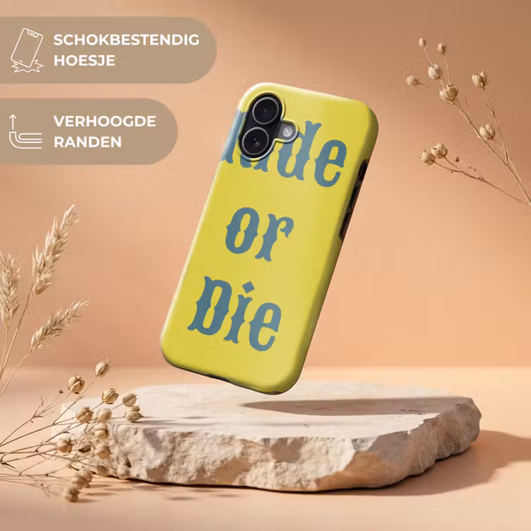 Ride or die - Geel - Blauw Toughcase MagSafe Apple iPhone 17 klein -USP_RandenV_NL