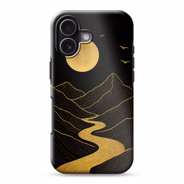 Rivier - Goud - Maan - Vogels Toughcase MagSafe Apple iPhone 17 klein -3d