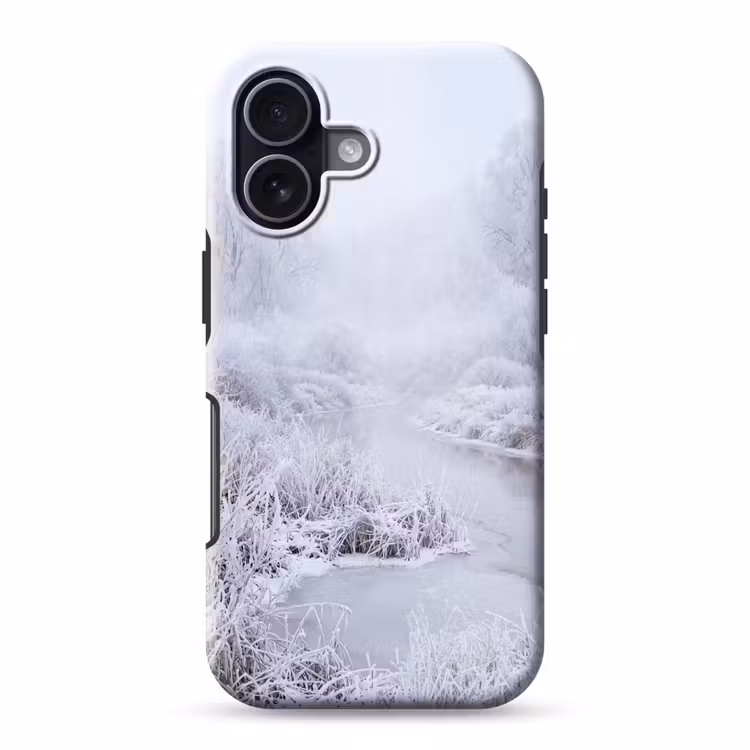 Rivier - Sneeuw - Bos - Winter - Schilderachtig Toughcase MagSafe Apple iPhone 17 klein -3d