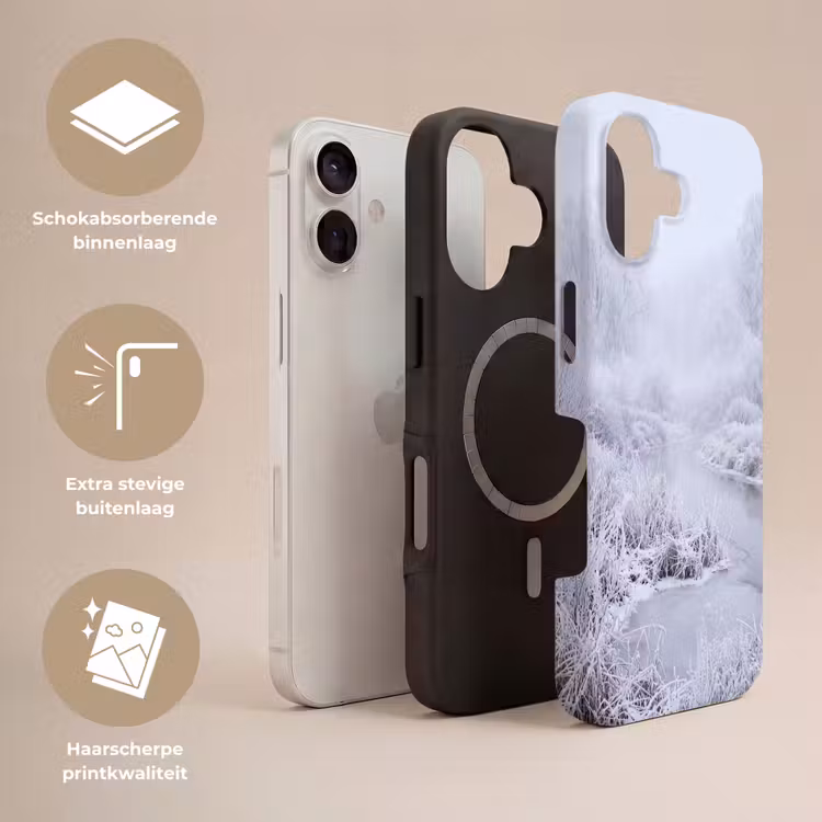 Rivier - Sneeuw - Bos - Winter - Schilderachtig Toughcase MagSafe Apple iPhone 17 klein -USP_Lagen_NL