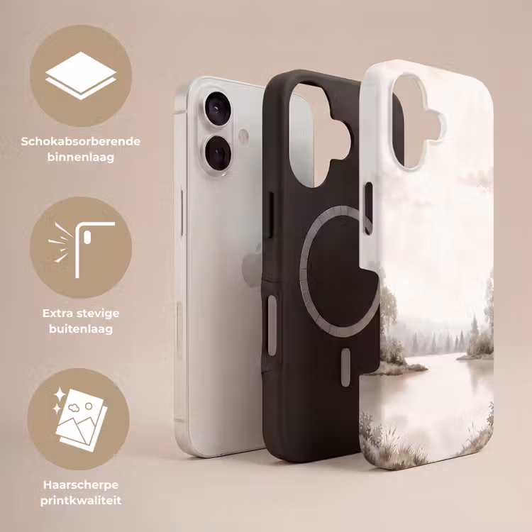 Rivierlandschap - Minimalistisch - Aardetinten Toughcase MagSafe Apple iPhone 17 klein -USP_Lagen_NL
