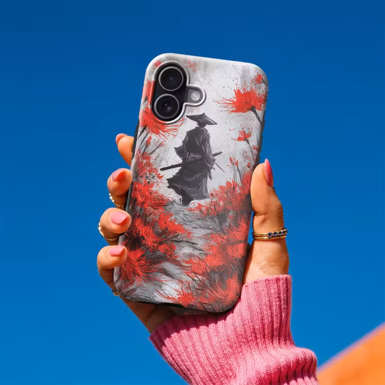 Rode bloemen - mistig - Man Toughcase MagSafe Apple iPhone 17 klein -Sfeer1V