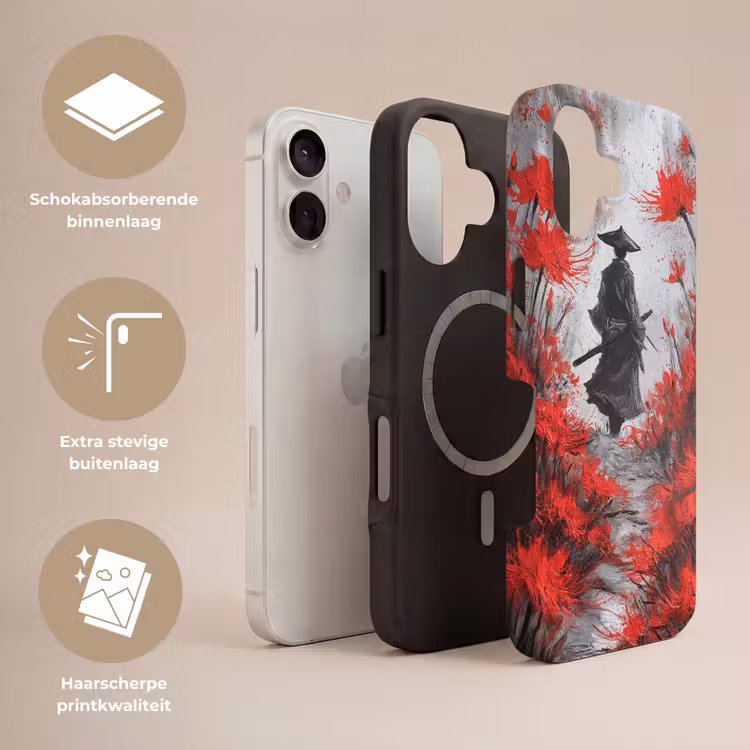 Rode bloemen - mistig - Man Toughcase MagSafe Apple iPhone 17 klein -USP_Lagen_NL