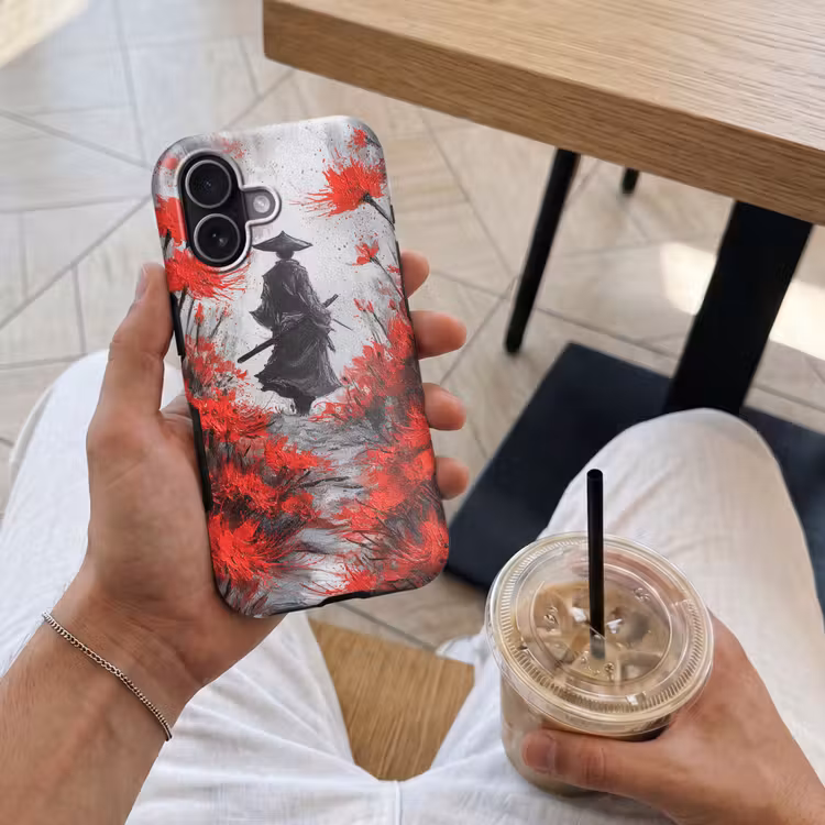 Rode bloemen - mistig - Man Toughcase MagSafe Apple iPhone 17 klein -Sfeer1M