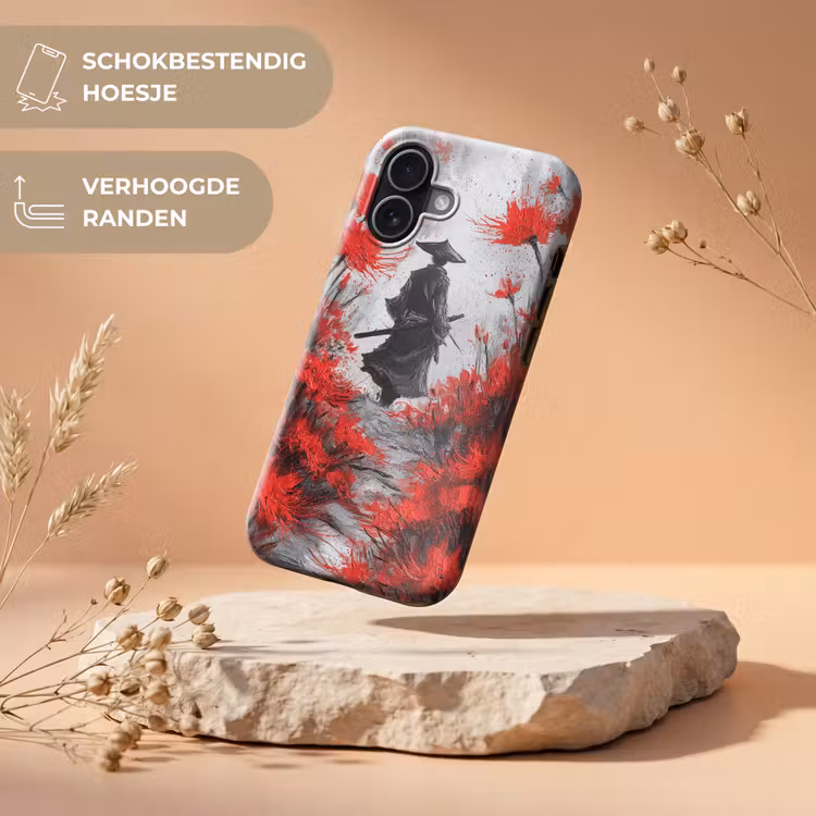 Rode bloemen - mistig - Man Toughcase MagSafe Apple iPhone 17 klein -USP_RandenV_NL