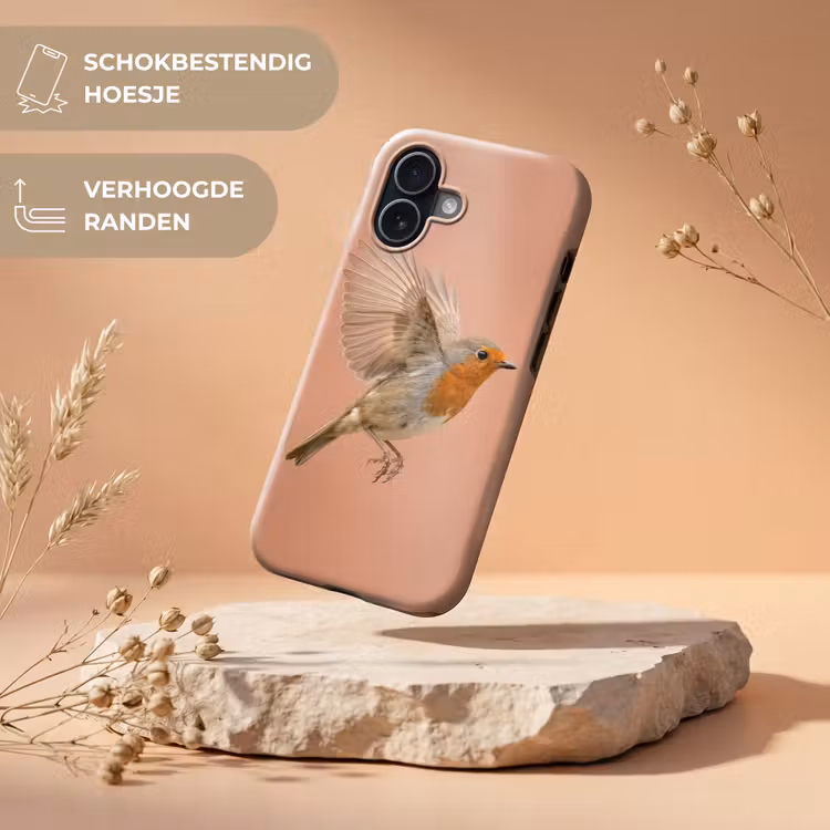 Roodborst - Natuur - Roze Toughcase MagSafe Apple iPhone 17 klein -USP_RandenV_NL