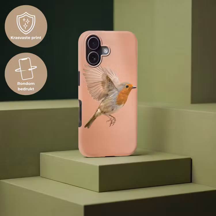 Roodborst - Natuur - Roze Toughcase MagSafe Apple iPhone 17 klein -USP_PrintM_NL