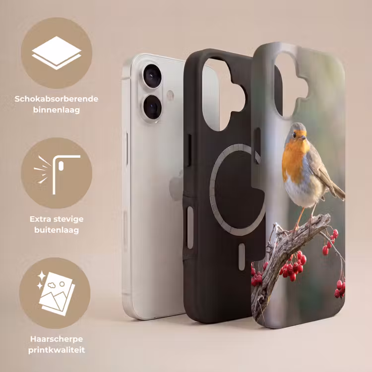 Roodborst - Tak - Bessen - Natuur Toughcase MagSafe Apple iPhone 17 klein -USP_Lagen_NL