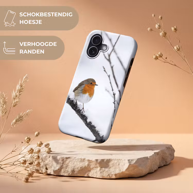 Roodborstje - Tak - Sneeuw - Winter - Levendig Toughcase MagSafe Apple iPhone 17 klein -USP_RandenV_NL