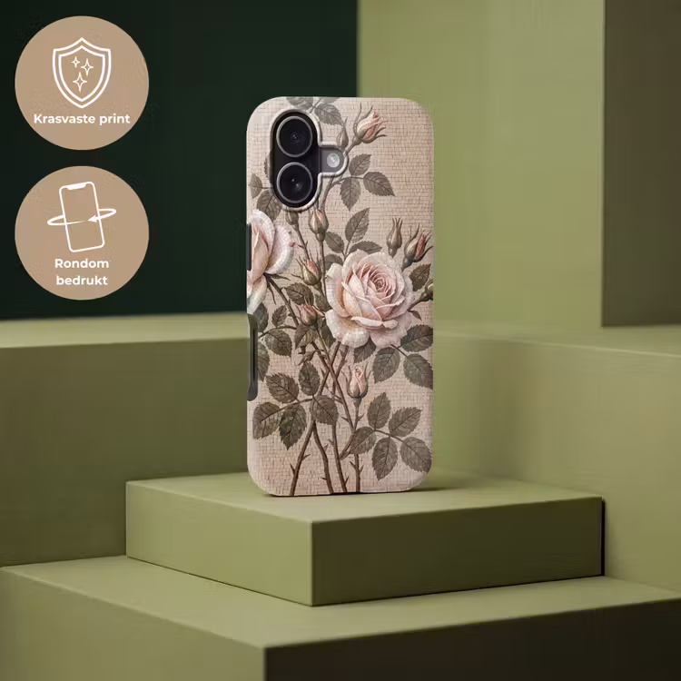 Roos - Mozaïek - Bloemen - Klassiek - Beige Toughcase MagSafe Apple iPhone 17 klein -USP_PrintM_NL