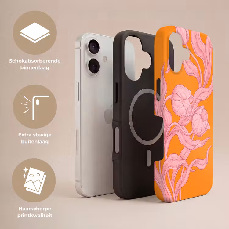 Telefoonhoesje Toughcase - Roze bloemen - Modern - Roze bloemen - Modern Toughcase MagSafe Apple iPhone 17 klein
