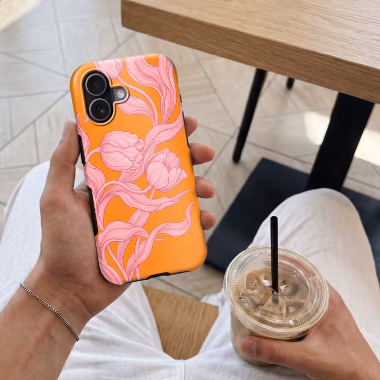 Telefoonhoesje Toughcase - Roze bloemen - Modern - Roze bloemen - Modern Toughcase MagSafe Apple iPhone 17 klein