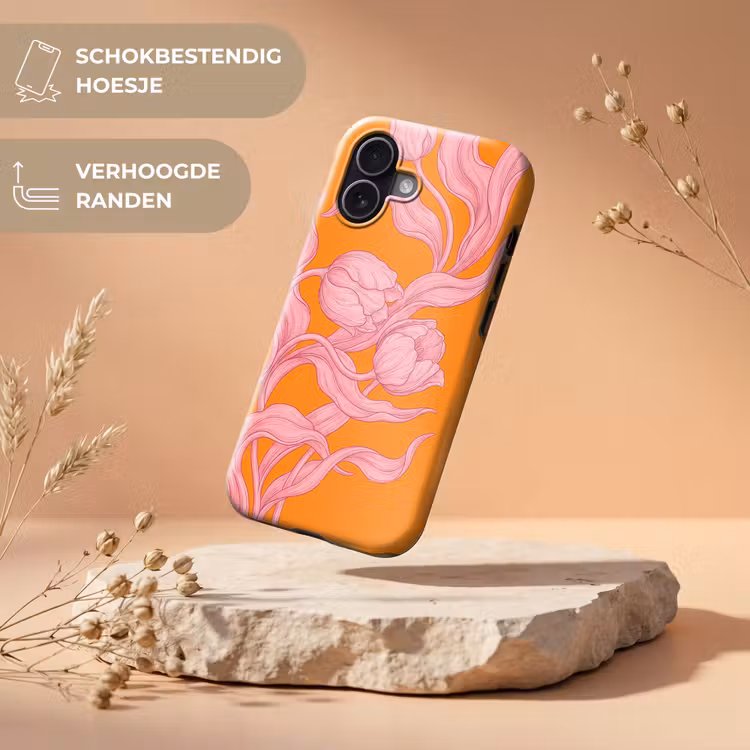 Telefoonhoesje Toughcase - Roze bloemen - Modern - Roze bloemen - Modern Toughcase MagSafe Apple iPhone 17 klein
