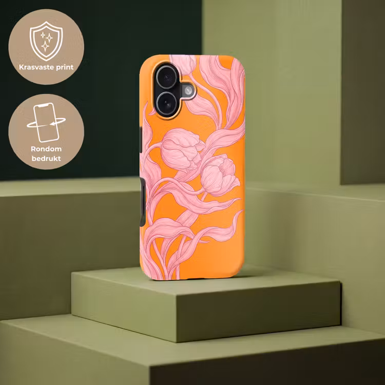 Telefoonhoesje Toughcase - Roze bloemen - Modern - Roze bloemen - Modern Toughcase MagSafe Apple iPhone 17 klein