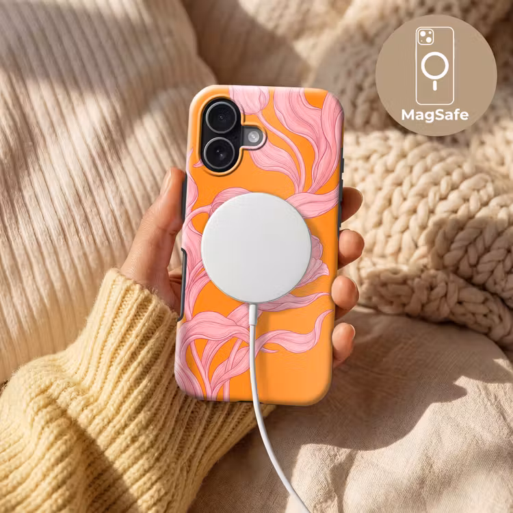 Telefoonhoesje Toughcase - Roze bloemen - Modern - Roze bloemen - Modern Toughcase MagSafe Apple iPhone 17 klein