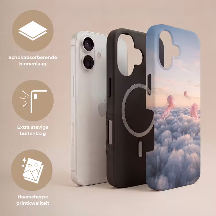 Telefoonhoesje Toughcase - Roze dier - Wolken - Roze dier - Wolken Toughcase MagSafe Apple iPhone 17 klein