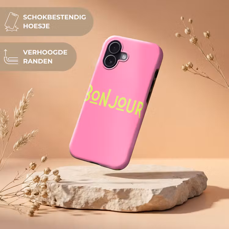 Roze - Groene Bonjour - art-deco Toughcase MagSafe Apple iPhone 17 klein -USP_RandenV_NL