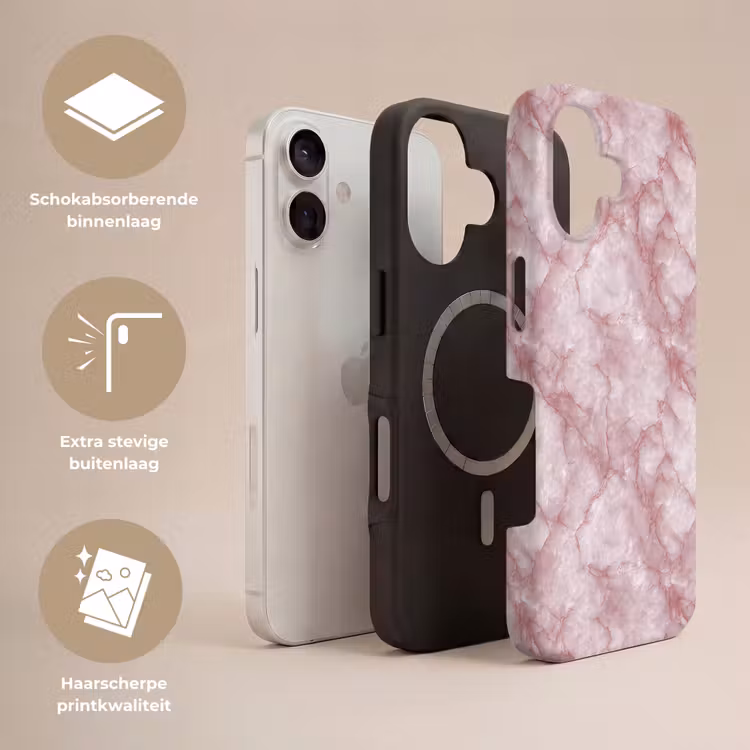 Roze - Kwartsmarmer - Aders Toughcase MagSafe Apple iPhone 17 klein 1017 -USP_Lagen_NL