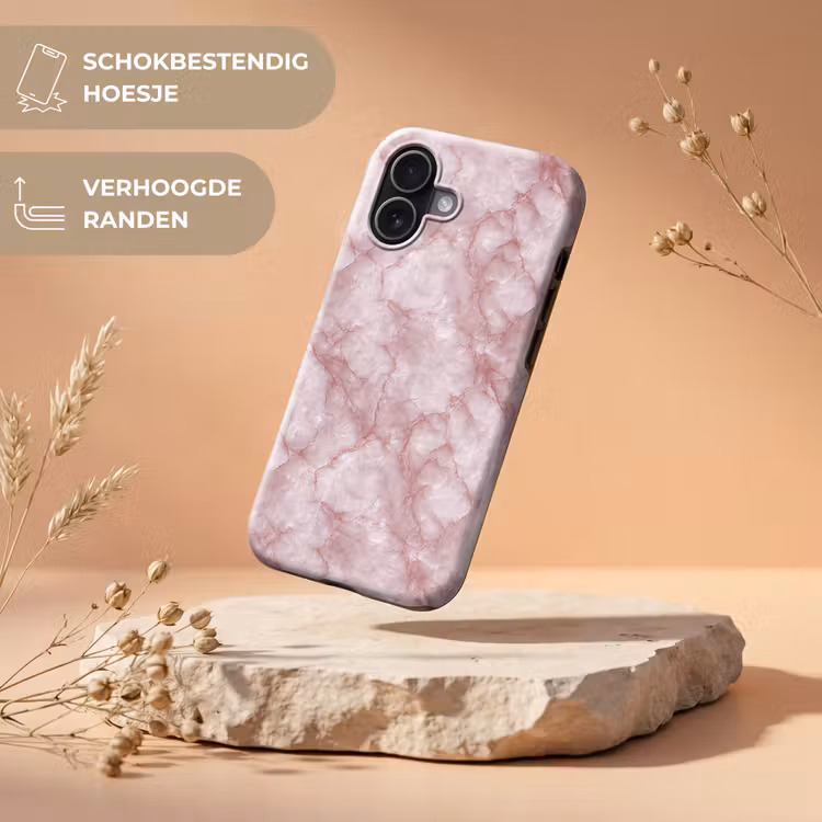 Roze - Kwartsmarmer - Aders Toughcase MagSafe Apple iPhone 17 klein 1017 -USP_RandenV_NL