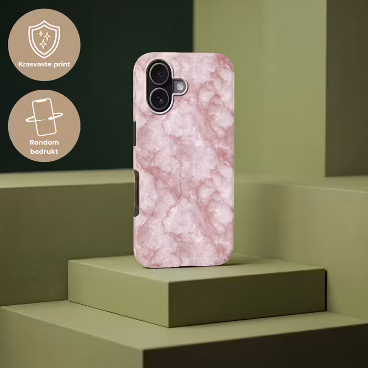 Roze - Kwartsmarmer - Aders Toughcase MagSafe Apple iPhone 17 klein 1017 -USP_PrintM_NL