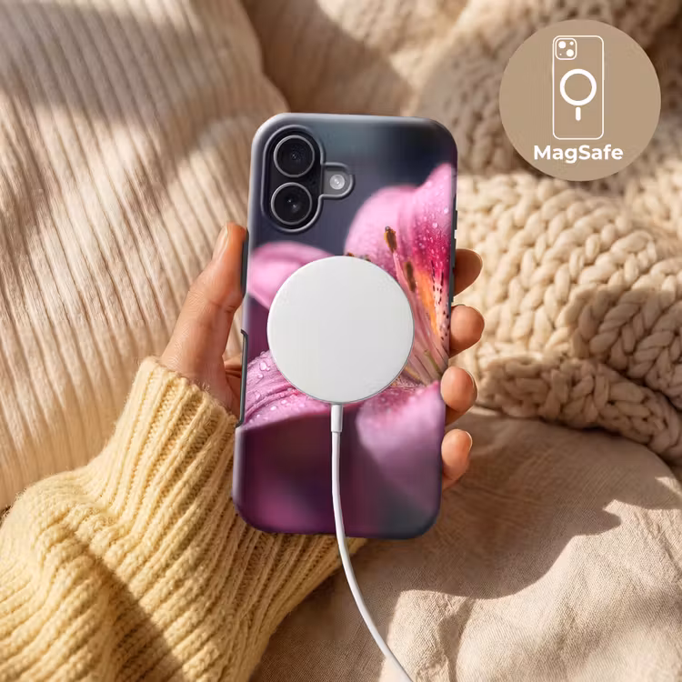 Roze - lelie - Dauwdruppels Toughcase MagSafe Apple iPhone 17 klein -USP_MagsafeV