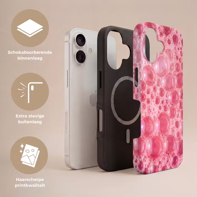 Roze - Schuim - Bubbels Toughcase MagSafe Apple iPhone 17 klein -USP_Lagen_NL