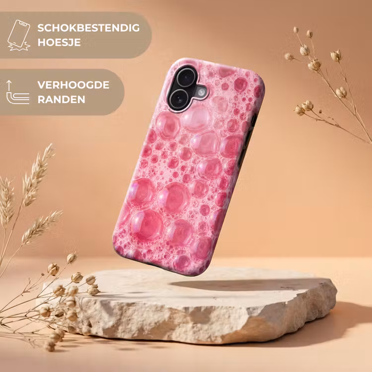 Roze - Schuim - Bubbels Toughcase MagSafe Apple iPhone 17 klein -USP_RandenV_NL