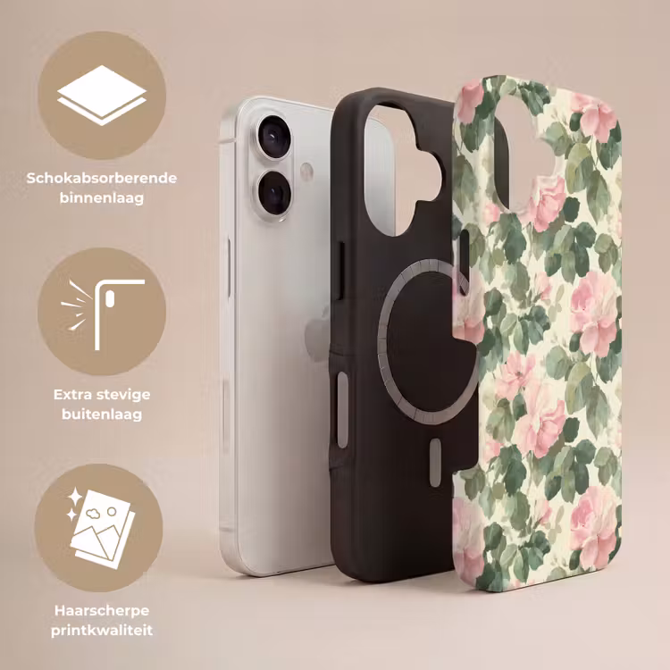 Rozen - Botanisch - Roze Toughcase MagSafe Apple iPhone 17 klein 1017 -USP_Lagen_NL