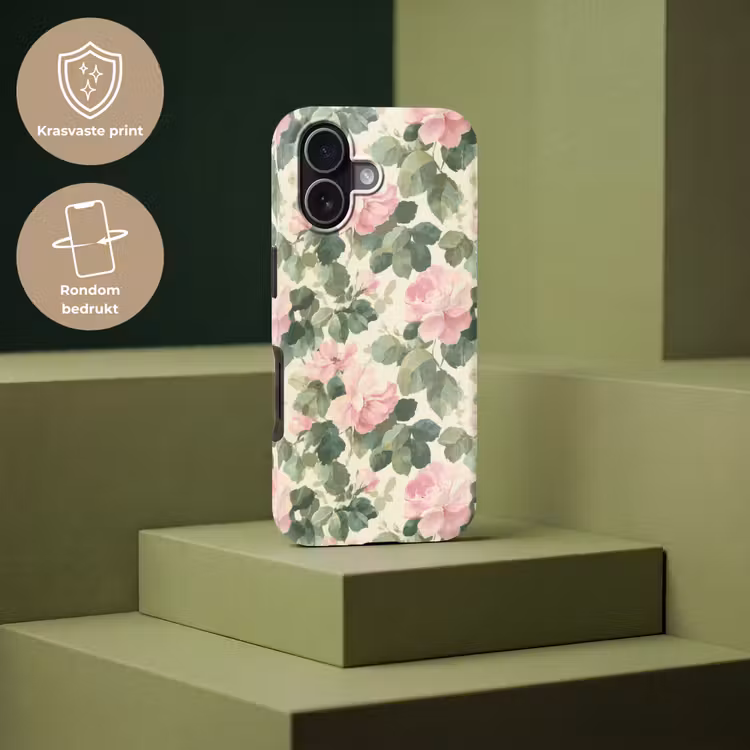 Rozen - Botanisch - Roze Toughcase MagSafe Apple iPhone 17 klein 1017 -USP_PrintM_NL