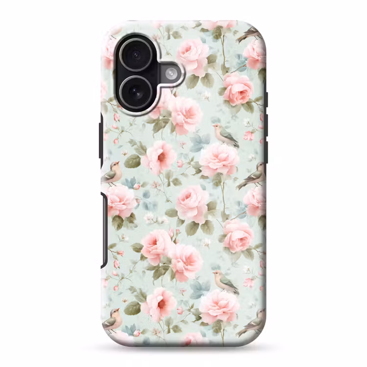 Rozen - Vogels - Pastel - Kleurrijk Toughcase MagSafe Apple iPhone 17 klein 1017 -3d