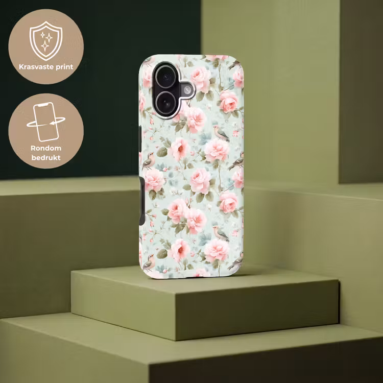 Rozen - Vogels - Pastel - Kleurrijk Toughcase MagSafe Apple iPhone 17 klein 1017 -USP_PrintM_NL