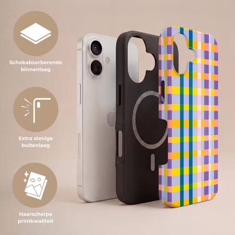 Ruit - Patroon - Kleurrijk Toughcase MagSafe Apple iPhone 17 klein 1017 -USP_Lagen_NL