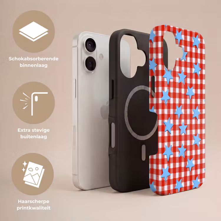 Ruit - Sterren - Rood Toughcase MagSafe Apple iPhone 17 klein 1017 -USP_Lagen_NL
