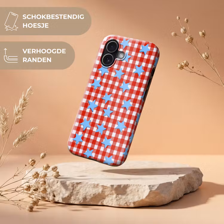 Ruit - Sterren - Rood Toughcase MagSafe Apple iPhone 17 klein 1017 -USP_RandenV_NL
