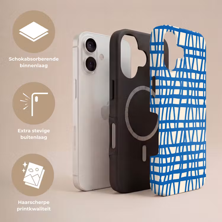 Ruitpatroon - Blauw - Crème Toughcase MagSafe Apple iPhone 17 klein 1017 -USP_Lagen_NL