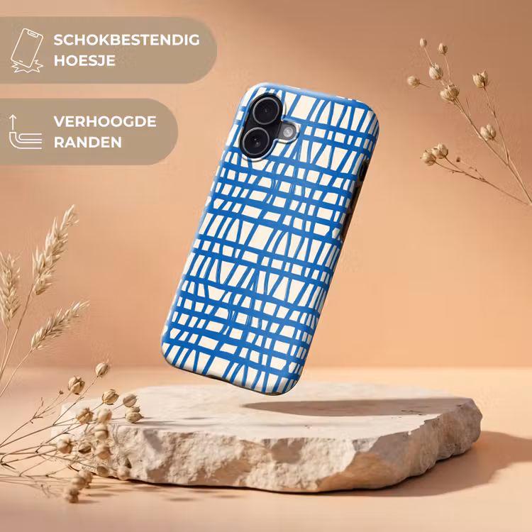 Ruitpatroon - Blauw - Crème Toughcase MagSafe Apple iPhone 17 klein 1017 -USP_RandenV_NL