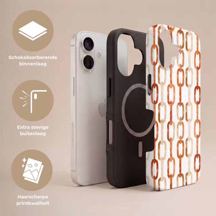 Schakels - Patroon - Aquarel - Terracotta Toughcase MagSafe Apple iPhone 17 klein 1017 -USP_Lagen_NL