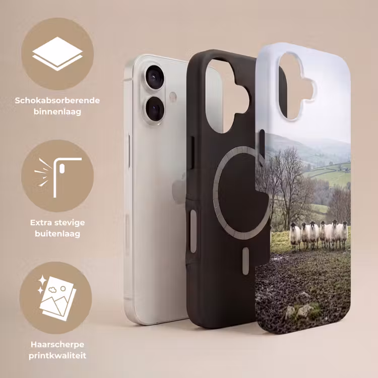 Schapen - Rij - Weide - Dieren - Platteland Toughcase MagSafe Apple iPhone 17 klein -USP_Lagen_NL