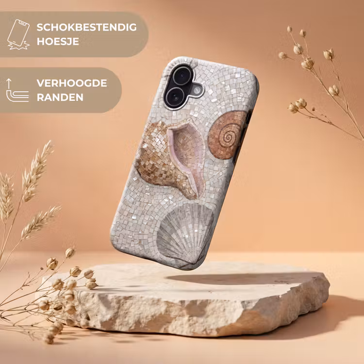Schelp - Mozaïek - Zee - Beige - Modern Toughcase MagSafe Apple iPhone 17 klein -USP_RandenV_NL