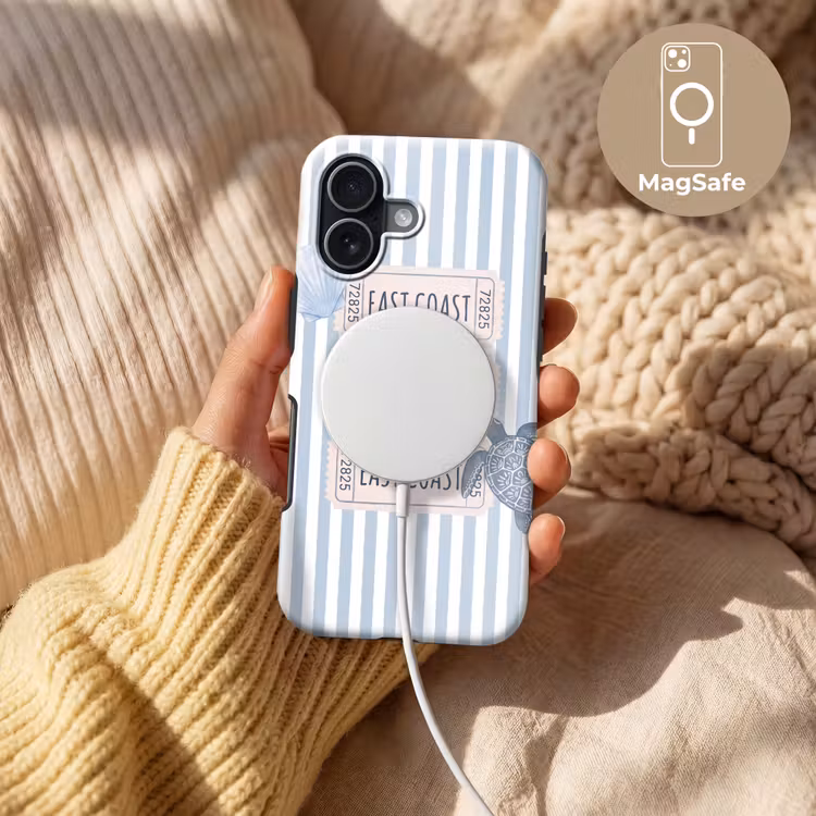 Schelp - Oceaan - Kust - Blauw - Illustratie Toughcase MagSafe Apple iPhone 17 klein -USP_MagsafeV
