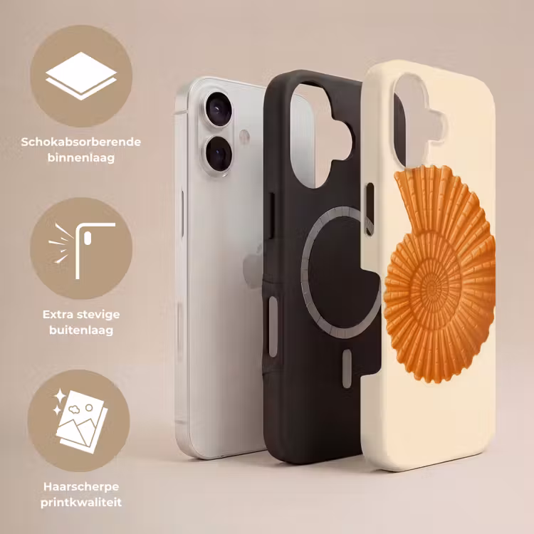 Schelp - Oranje - Ribbels Toughcase MagSafe Apple iPhone 17 klein -USP_Lagen_NL